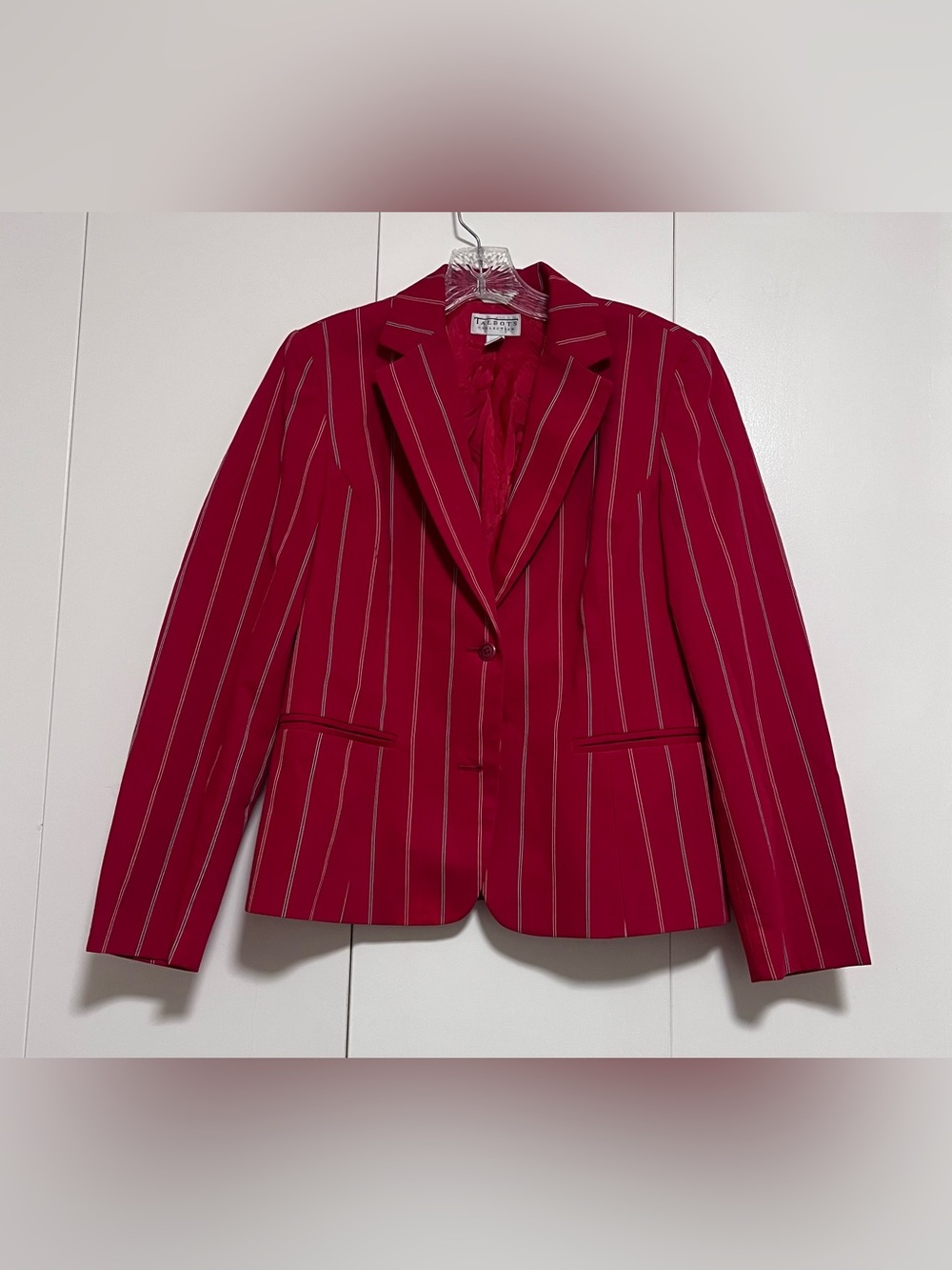 Vintage Talbots Collection Red Pinstripe Blazer Women’s Size 8 Made In Italy